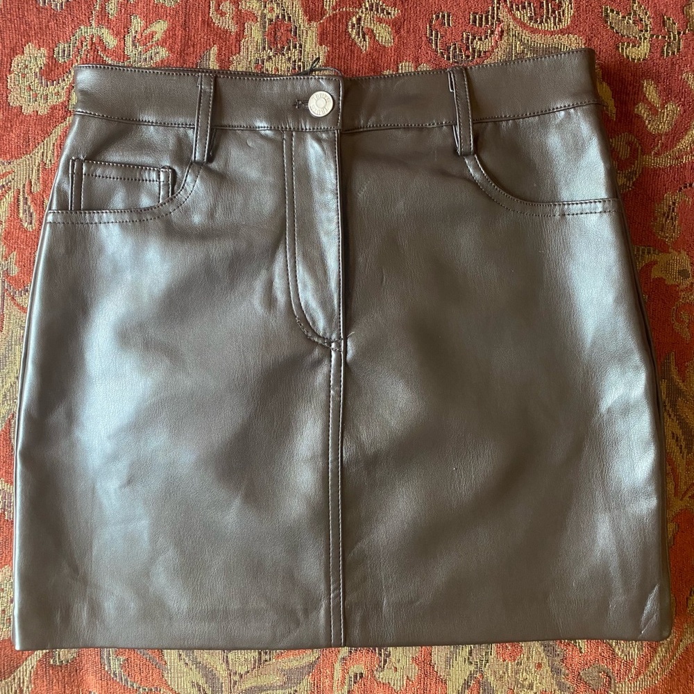 Brown faux leather skirt